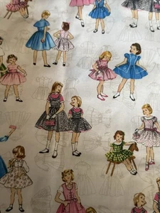 McCalls Style #30523 Vintage Girls in Dresses Cotton Fabric ( 1 Yard) - Picture 1 of 5