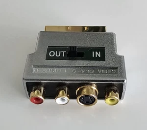 Hama HomeTheatre Kuppplungsadapter: Scart - 3 Cinch + S-VHS - In/Out-Umschalter - Bild 1 von 4