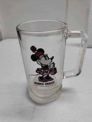 Taza de vidrio para beber Minnie Mouse vintage años 70 - Walt Disney - con asa envío gratuito Foto 1 de 3