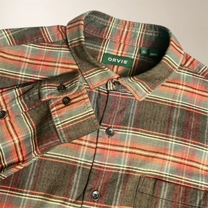 Orvis Herren XL braun kariert Baumwolle Merino Flanell Button Down Langarm Hemd - Bild 1 von 11