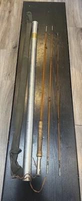 Wright & McGill Granger Aristocrat 9’ 6” caña de bambú para moscas 6 wt y tubo original Foto 1 de 4