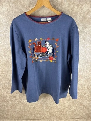 White Stag PLUS 女式运动衫尺寸 22W/24W 猫叶南瓜  — 第 1/4 张图片