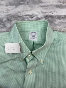 Brooks Brothers Dress Shirt Mens 16 1/2-6/7 Green Check Regent Fit Cotton EUC - Bild 1 von 9