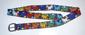 Rainbow Colorful Seed Bead Animal Novelty Belt 35.5” Silver Tone Metal Buckle - Picture 1 of 10