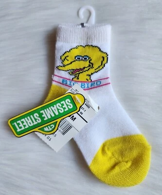 Calcetines Infantiles Vintage Nuevos Con Etiquetas Plaza Sésamo Big Bird Talla Mediana  Foto 1 de 4