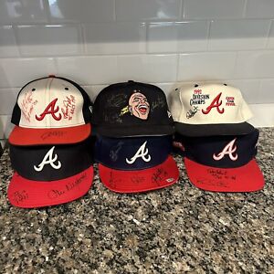 Lot of 6 Autographed Atlanta Braves Hats 90s-modern