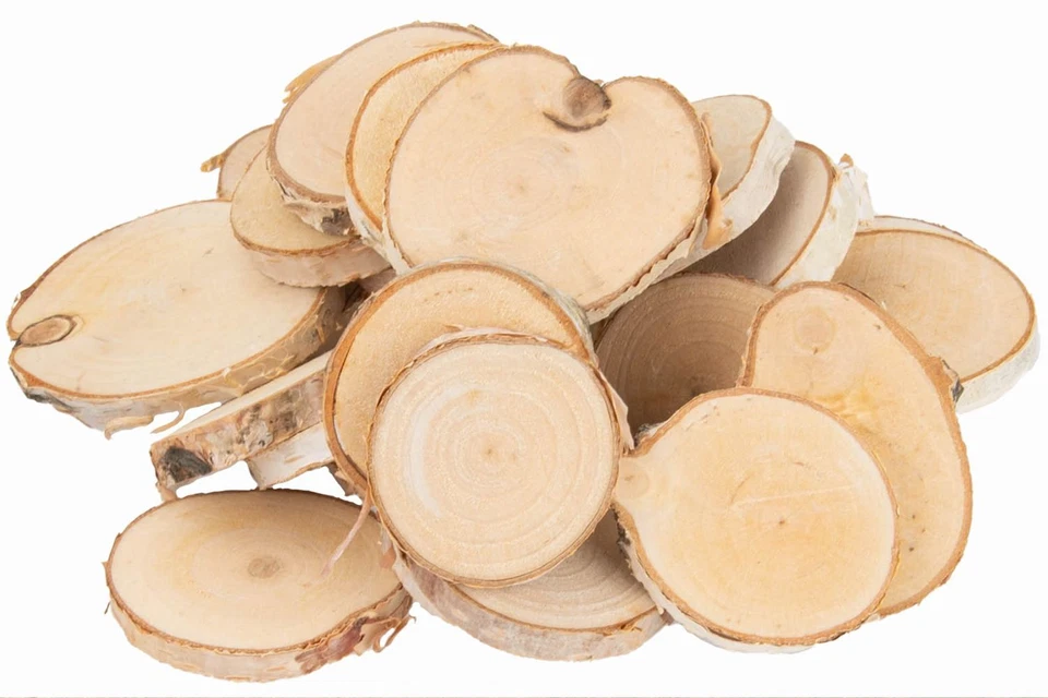 NaDeco Birkenscheiben Natur rund Ø 3-6cm ca. 250g | Baumscheiben aus Birkenholz  - Bild 1 von 1