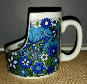Vintage Royal Crown HARMONY Candle Holder JAPAN Flower Butterfly Blue/Green 4141 - Picture 1 of 7