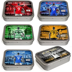 Football Tobacco Tin 2oz Baccy Storage Pill Box Mens Personalised ALL TEAMS AF - Picture 1 of 221