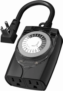 Timer Outdoor Two Outlets Heavy Duty Pool Yard Pump Mechanical 24 Hour Control - Picture 1 of 8