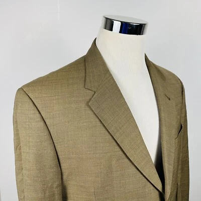 Eremenegildo Zegna Mens 42L Sport Coat 100% Wool Beige Three Button Lined  - Image 1 of 4