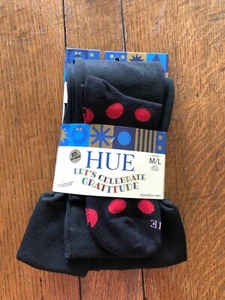 Conjunto de leggings y calcetines forrados cepillados sin costuras HUE negros, lunares para mujer M/L $40 nuevos con etiquetas - Imagen 1 de 6
