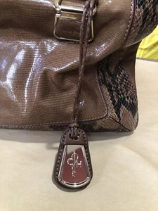 Cole Haan Python Leder Karamell Braun Top Griff Handtasche Schlangenleder Reptil  - Bild 1 von 22