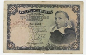 Spain España 500 Pesetas 19-2-1946 Pick 132.a VF- Circulated Banknote See Scan - Picture 1 of 2
