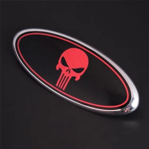 9" Inch Red Punisher Oval Front Grille Emblem or Tailgate for 2004-2014 F-150 - Picture 1 of 5