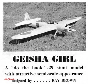 Stunt Plans: Geisha Girl 54" Span Japanese Zero Look by Ray Brown (1960) - Picture 1 of 2