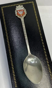 Antique Silver 800 Frankfurt Germany Enamel Souvenir Collector Spoon 4 1/4” - Picture 1 of 5