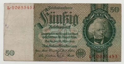 GERMANY 50 REICHSMARK 1933 PICK 182 LOOK SCANS - Image 1 of 2