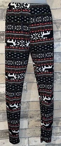 Silver Leggings size L/XL large/extra large - black/green/red/festive/holidays - Picture 1 of 8