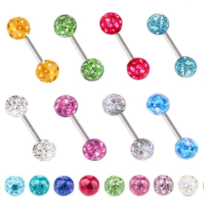 2pc 16G Multi Color Crystal Ear Stud Surgical Steel 6-14mm Heix Tragus Piercing - Image 1 of 4