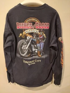 Bucket of Blood Saloon XL Long Sleeve Shirt Harley Davidson Biker 1876 Nevada - Picture 1 of 6