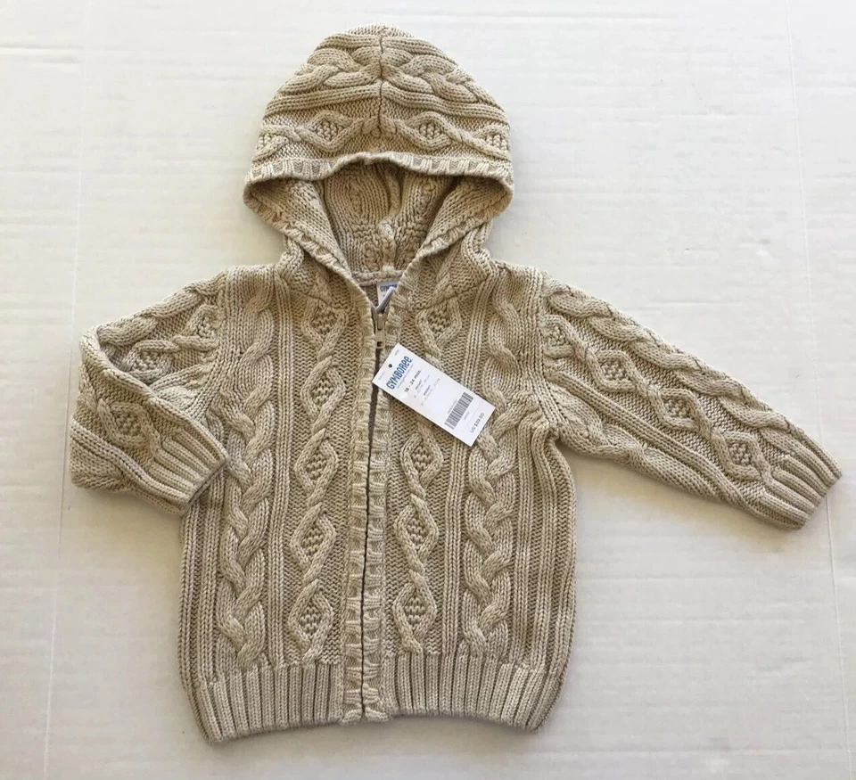 NUEVO CON ETIQUETAS Gymboree Moose Lodge 18-24 Avena Tejido con Cable Sudadera con Capucha Suéter de Pescador Foto 1 de 1