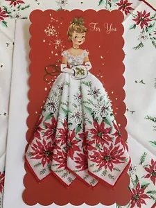 Darling New LuRay “Christmas Miss” Hankie Card ~ Mailable Handkerchief Keepsake! - Picture 1 of 9