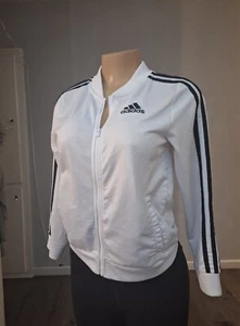 adidas Girls Track Jacket- white and black- Size 14 - Picture 1 of 10