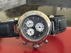 Cartier Pasha Chronograph 1352 Steel 35 mm Quartz Watch COMPLETE B&P Circa 2001 - Picture 1 of 24