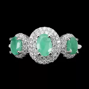 925 Sterling Silver Ring Oval Emerald 6x4mm Simulated Cz Gemstone Jewelry - Picture 1 of 10