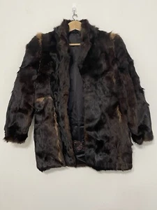 Vintage Womans Fur Coat Jacket Dark Brown Real Authentic Fur - Picture 1 of 15