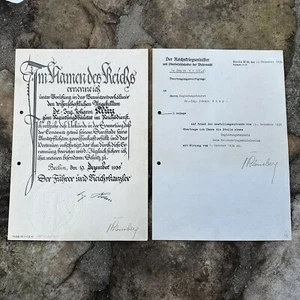 ORIGINAL WWII WW2 German Army General Werner Von Blomberg Signed Document Group - Picture 1 of 5