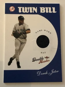 Derek Jeter 2003 Fleer Double Header Twin Bill Mini Game Worn Hat Yankees (READ) - Picture 1 of 3