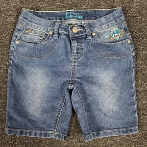 Jeans Shorts Girls 8 Blue Lulu Luo Embroidered Heart School Play Y2K Denim - Picture 1 of 7