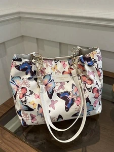 Schmetterlingsmuster Beuteltasche Kette Riemen Schulter Handtasche Damen Kunstleder Handtasche - Bild 1 von 6