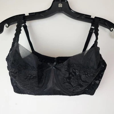 Sexy sujetador negro de malla de encaje con balconette para mujer Fredrick's of Hollywood 34D 5071 Foto 1 de 4