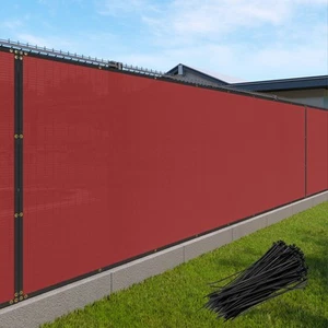 8ft Red Privacy Fence Screen Windscreen Mesh Shade W/ Grommet Garden Patio Pool - Picture 1 of 7