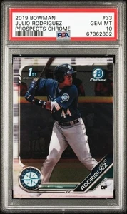 2019 Bowman Julio Rodriguez Chrome 1st Seattle Mariners BCP-33 PSA 10 - Picture 1 of 2