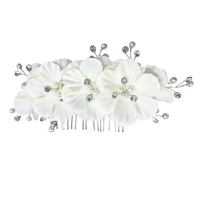  Strass exquis mariage peignes à cheveux fleur blanche mariée côté peigne tête - Photo 1/4
