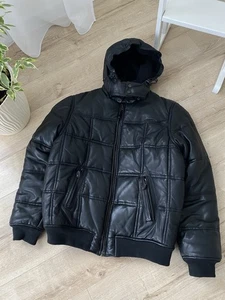 Schott NYC Herren Leder Puffer abnehmbare Kapuze seltene Jacke Gr. Xl - Bild 1 von 18