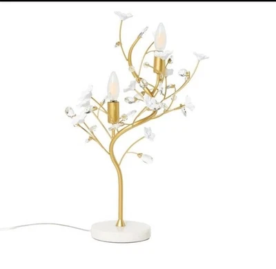 "Lámpara de mesa August & Leo flor de cerezo facetado cristal joya lágrima gota 22"" mármol" Foto 1 de 4