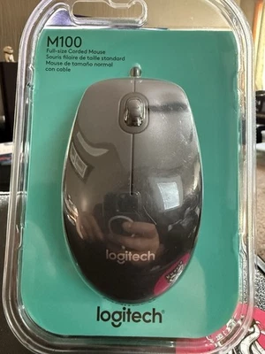 Logitech M100 Mouse - Corded USB Mouse NIB Sealed Brand New In Box - Image 1 of 3