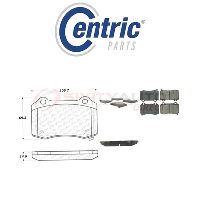 Centric Semi Metallic Brake Pads w Shim for 2010-2016 Hyundai Genesis Coupe ki Foto 1 de 4