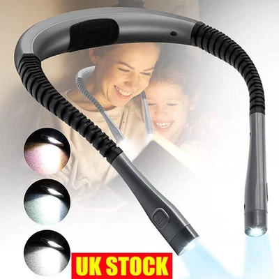 Handsfree LED Flexible Light USB Rechargeable Over Neck Book Reading Lamp Torch