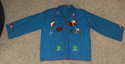 Chaqueta de recuerdo vintage años 40 50 lana bordada mexicana por Presidente Childs Foto 1 de 4