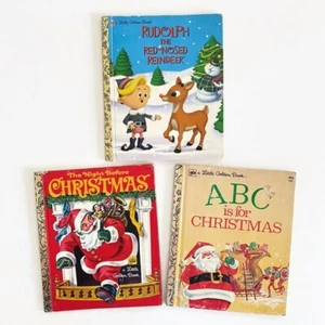 3 Christmas Little Golden Books Rudolph Night Before Christmas ABCs 70s 90s - Picture 1 of 6