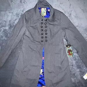 2 Old Hippies Utility Jacket Womens Medium Grey Military Grunge Goth Hippie Silk - Picture 1 of 8