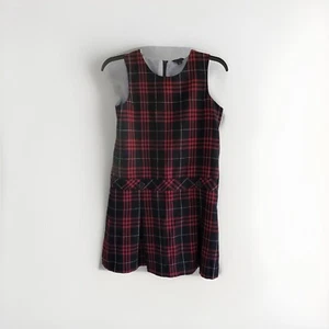 Tommy Hilfiger Girls Jumper Sz 12 Red Black plaid schoolgirl Uniform Holiday EUC - Picture 1 of 5