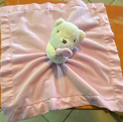Manta de seguridad Carter's White Polar Bear Lovey Baby peluche rosa satinado Foto 1 de 4