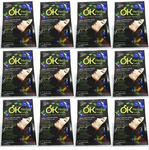 12 x OK Herbal Cover Grey Shampoo Easy Hair Dye Care Butterfly Pea Ginseng Brown - Picture 1 of 4